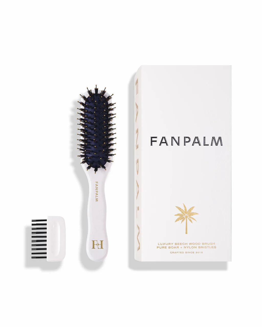 Boar- & Nylon hårbørste, Tall Slim - Glossy White